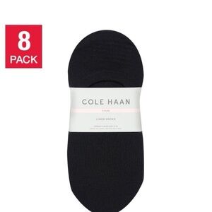 COLE HAAN Women's 8 pairs Liner Socks, Black new stretch non-slip heel grip